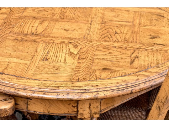 French Country Parquetry Dining Table And Ladderback Chairs, Probably Bausman Or Guy Chaddock