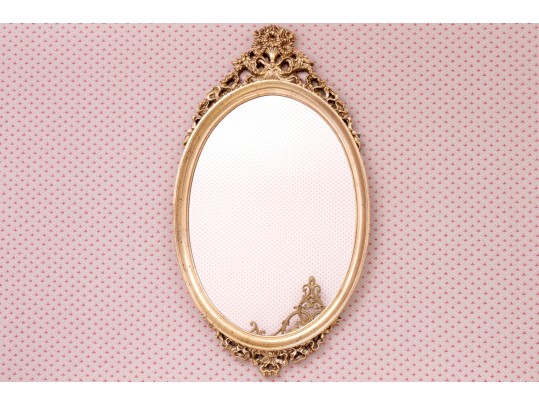 Elegant Louis XVI Style Gilt Finished Oval Mirror