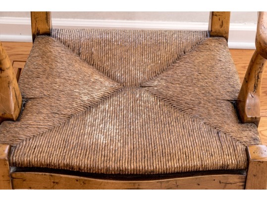 French Country Parquetry Dining Table And Ladderback Chairs, Probably Bausman Or Guy Chaddock