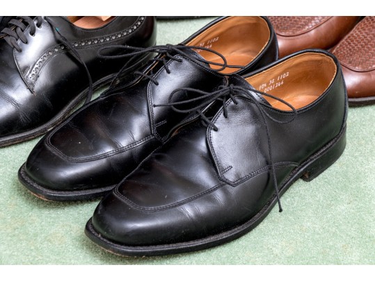 Collection Of Four Pairs Of Mens Dress Shoes, Including Ferragamo, Sizes: 10 1/2 And 11.