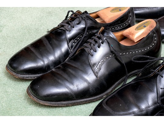 Collection Of Four Pairs Of Mens Dress Shoes, Including Ferragamo, Sizes: 10 1/2 And 11.