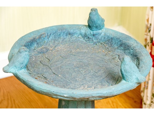Resin Composite, Bronzed Finished Birdbath