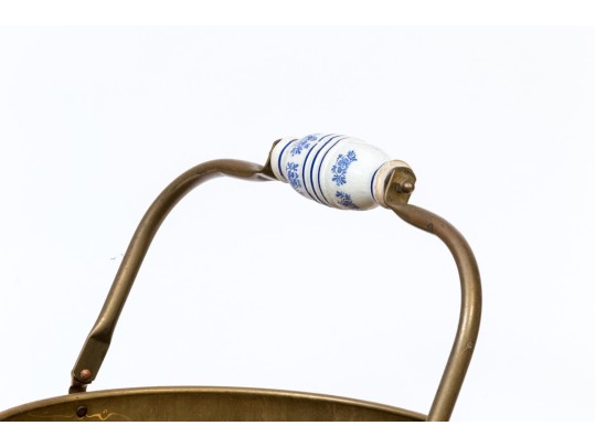 Brass And Copper Tinder Bucket With Swing Handle