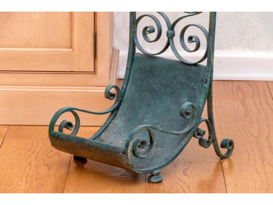 Antique Art Nouveau Style Wrought Iron Umbrella Stand