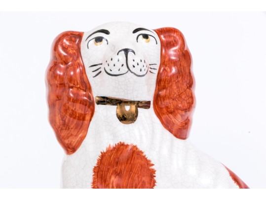 Collection Of Three English Staffordshire Hand-painted Ceramic Spaniels