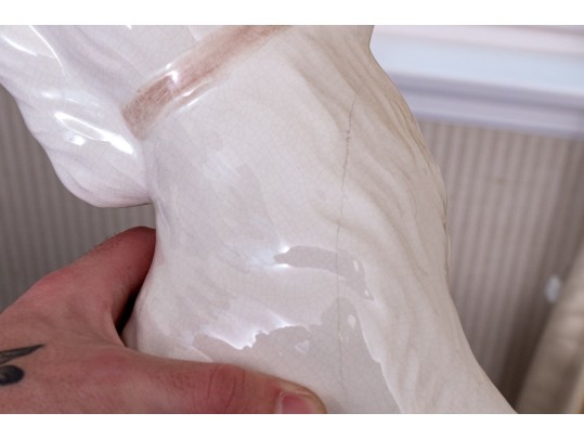 Pair Of English Staffordshire Hand-painted Ceramic Spaniels