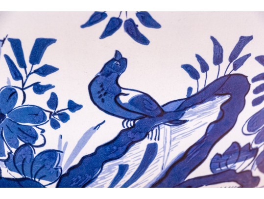 Original Royal Goedewaagen Delft Williamsburg Restoration Dutch Blue And White Ceramic Footed Bowl