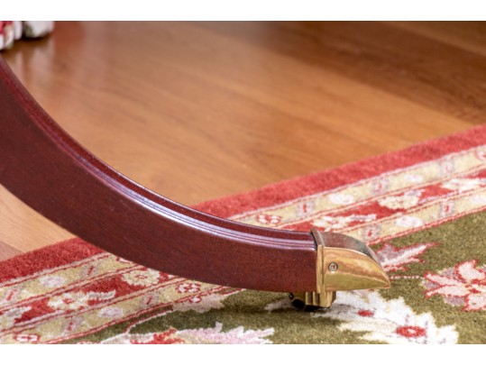 Baker Furniture Banded Flame Mahogany Pedestal Drum Table