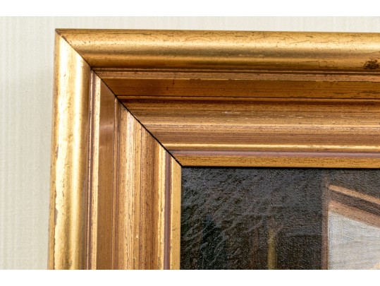 F. Robin Oil On Canvas Genre Scene Of Figures In Interior