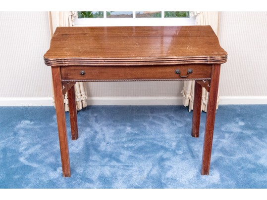 Chippendale Style Flip-Top Games Table With Extension Leaf, For Up-cycle