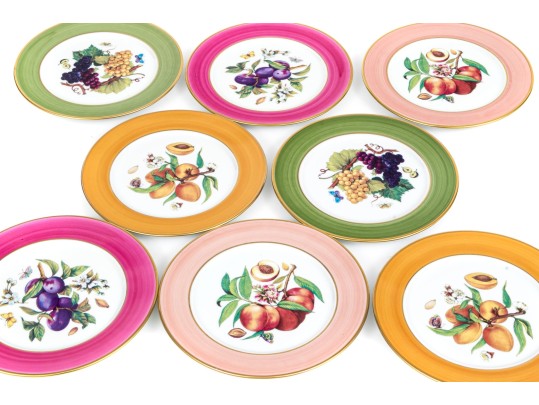 Vibrant Set Of Eight Limoges Porcelain Fruit Plates