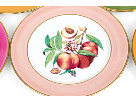 Vibrant Set Of Eight Limoges Porcelain Fruit Plates
