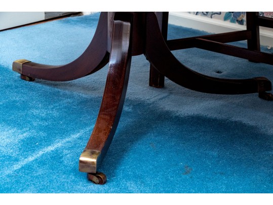 Twin Pedestal Banded Mahogany Extension Dining Table