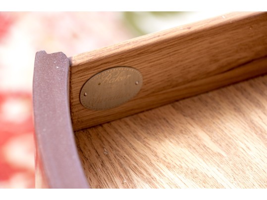 Baker Furniture Banded Flame Mahogany Pedestal Drum Table