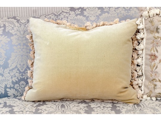 Set Of Two Needlepoint Upholstered Accent Pillows With Tassels