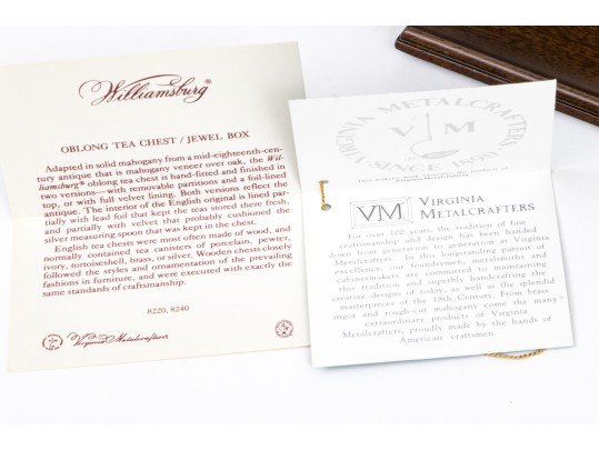 Virginia Metalcrafters Williamsburg Reproduction Tea Caddy