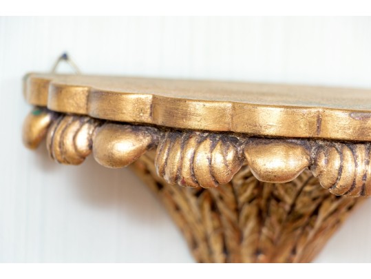 Quality Pair Of Carved Gilt Wood And Gesso Wall Bracket Shelves
