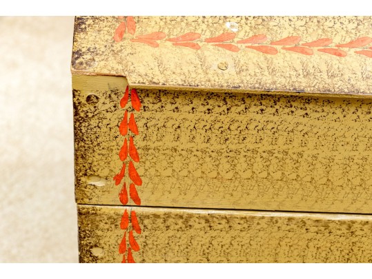 Antique Dome Top Nautical Themed Hand Painted Trunk