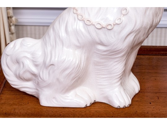 Pair Of English Staffordshire Hand-painted Ceramic Spaniels