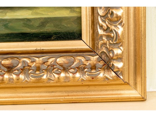 Oil On Board, Still Life With Flowers In Black Footed Bowl