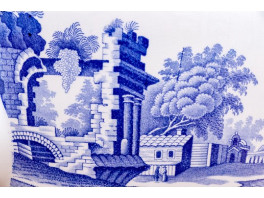 Oversized English, Spode Blue And White Transfer Ware Lidded Kettle