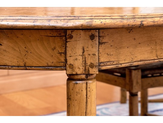 French Country Parquetry Dining Table And Ladderback Chairs, Probably Bausman Or Guy Chaddock