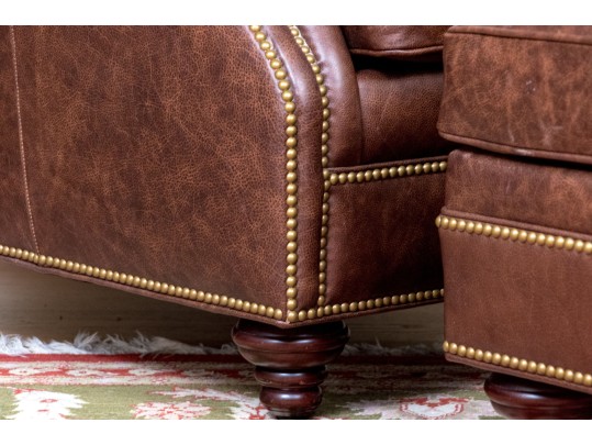 Hancock Leather Chesterfield Style Tufted Armchair With Ottoman