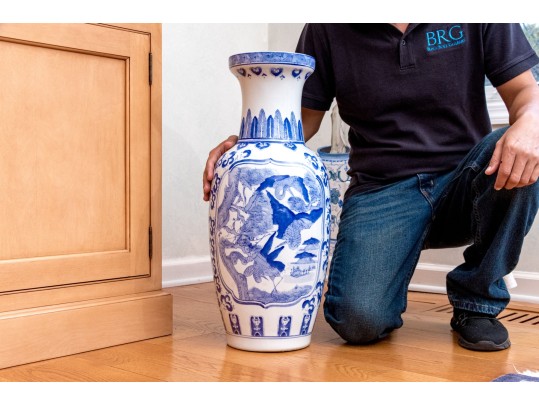 Chinese Blue And White Porcelain Floor Vase