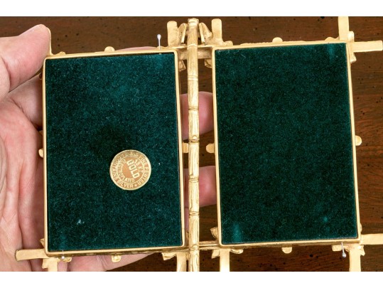 Elias 18kt Gold Plated Pewter Double Form Faux Bamboo Double Picture Frame