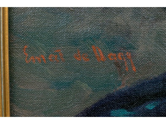 Ernest De Nagy (Hungarian-American, 1881-1952) Oil On Canvas, Girl Playing With Doll