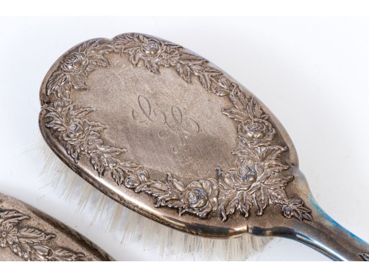 S. Kirk & Sons Sterling Silver Hand Mirror And Hair Brush