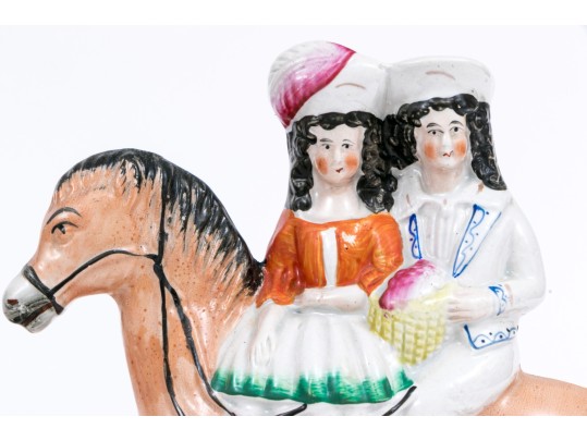 Set Of Two English Staffordshire Hand-painted Figural Sculptures