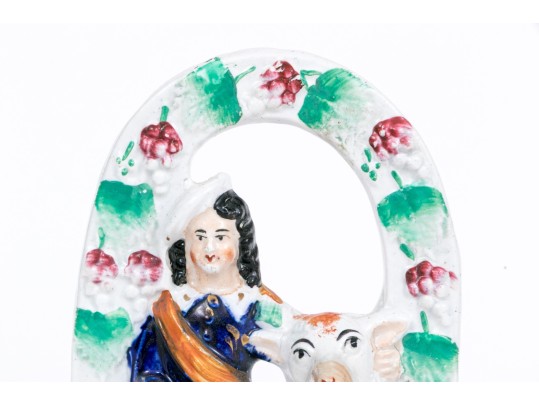 Pair Of English Staffordshire Hand-painted Figural Sculptures