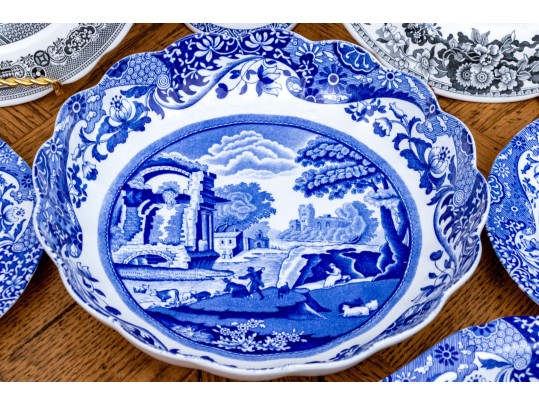Collection Of Seven English Transferware Ceramics Including Spode & Coalport