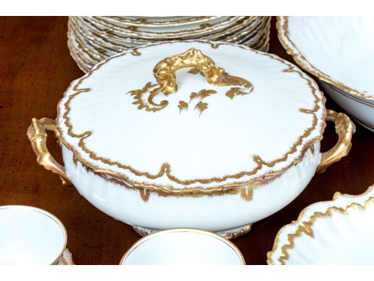 40 Piece French Elite Limoges Gilt Trimmed Porcelain Service