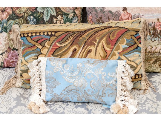 Vintage Collection Of Needlepoint And Upholstered Accent Pillows