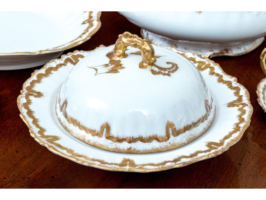 40 Piece French Elite Limoges Gilt Trimmed Porcelain Service