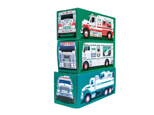 Group Of Three Vintage Hess Trucks, Like New In Box