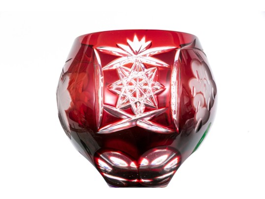 Gorgeous Set Of Six Bohemian Style Cameo Cut Crystal Goblets