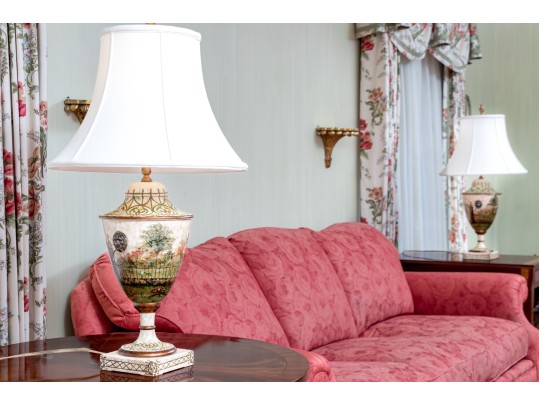 Pair Of The Bradburn Gallery Tole Urn Form Table Lamps