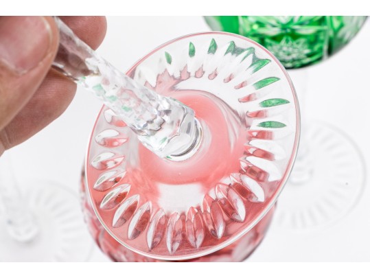 Gorgeous Set Of Six Bohemian Style Cameo Cut Crystal Goblets