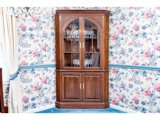 Corner Cabinet, Likely Ethan Allen Georgian Court