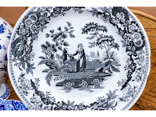 Collection Of Seven English Transferware Ceramics Including Spode & Coalport