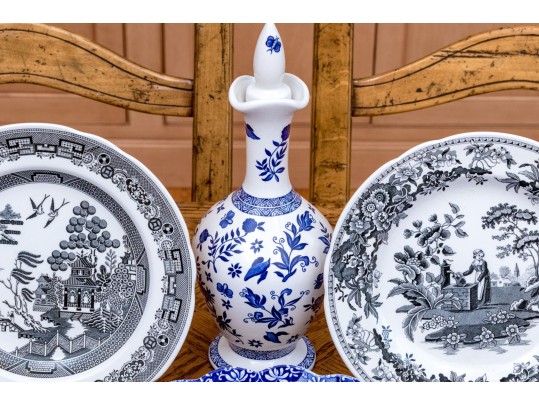 Collection Of Seven English Transferware Ceramics Including Spode & Coalport