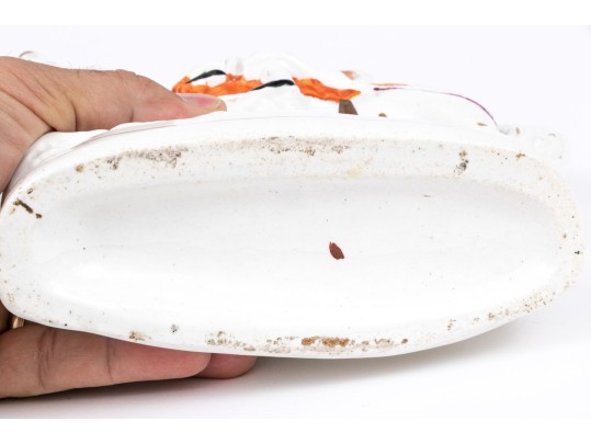 Collection Of Three English Staffordshire Hand-Painted Spill Vases With Larger Sculpture