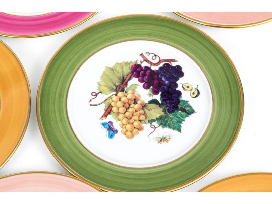 Vibrant Set Of Eight Limoges Porcelain Fruit Plates