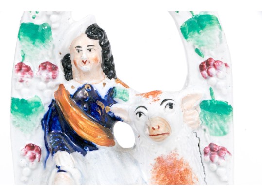 Pair Of English Staffordshire Hand-painted Figural Sculptures