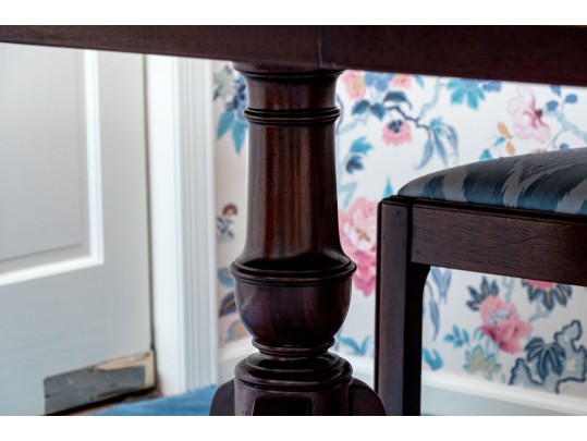 Twin Pedestal Banded Mahogany Extension Dining Table