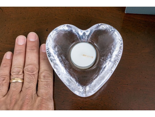 Gorgeous Pair Of Simon Pearce Heart Form Glass Votive Holders