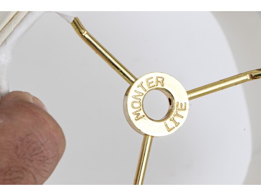 Pair Of Ebonized And Gilt Candlestick Form Table Lamps